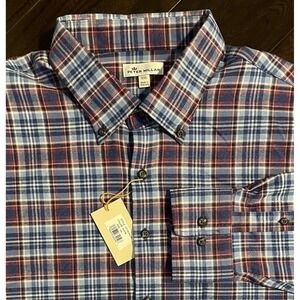 Peter Millar Shirt Mens XXL Blue Plaid Performance Woven Button Down Preppy Golf